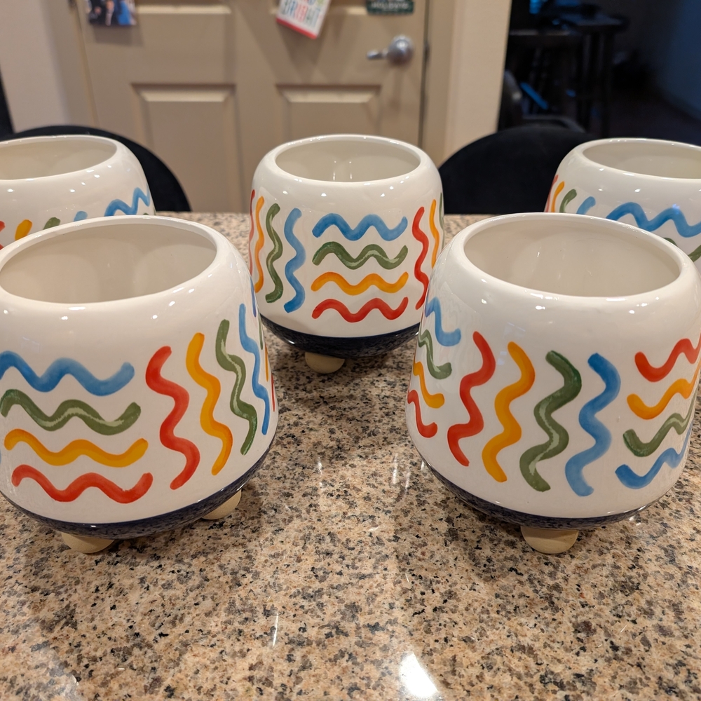 Bundle Of 5 Colorful Ceramic Planters